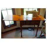 Singer Solid Wood Sewing Machine Cabinet With Turned Legs, Includes Golden Touch N Sew Model 750, Po