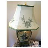 Decorative 26" Mosaic Tile Table Lamp With Printed Cloth Tapered Bell Shade
