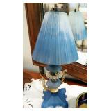 9" Fenton Carnival Glass Heart Box And 13" Frosted Glass Vanity Lamp