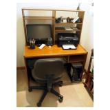 Computer Desk With Top Storage, 50" x 39.5" x 23", Contents Not Included, Rolling Office Chair, Floo