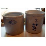 Pittsburgh Kansas Pottery, 3 Gallon Crock And 3 Gallon Crock With Floral Stamp