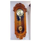 D & A Key Wound Pendulum Wall Clock, 28" X 11.5" X 4.5