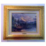 Framed Authentic Thomas Kincaide, "Lakeside Hideaway", Oil On Canvas, 21.5" X 25.5", Includes Owners