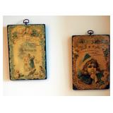 Vintage Hanging Wall Art, Qty 2, 10.75" X 7.25"