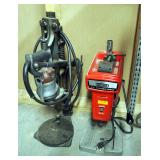 Craftsman 3/8" Variable Speed Portable Drill Press And Vintage Van Dorn Drill With Bench Drill Stand