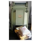 Antique Solid Wood Baby Crib (Dismantled), Includes Baby Blankets, Changing Pads, And Vintage Hand S
