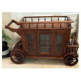 Mahogany Stagecoach Bar/Tea Cart, 33" x 51" x 19"