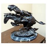 "Cheyenne" Bronze Statue Sculpture By Frederic Remington, 19" x 22" x 10", On Marble Base