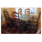 Drexel Mid Century Solid Wood Dining Table 29" x 70" x 42", Includes 20" Leaves QTY 2, 6 Chairs With