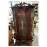 Solid Wood Rounded Glass Front Curio Cabinet With Glass Shelves, Includes Keys, 63" x 33.5" x 16"