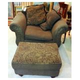 Eva Furniture Over-sized Upholstered Arm Chair (30" x 50" x 38") With Matching Ottoman And Throw Pil