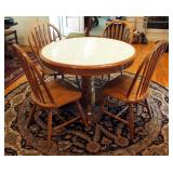 Ashley Furniture Round Pedestal Dinette Table With Tile Top 30" x 42" Round And 4 Matching Slat Back