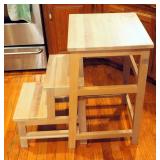 Solid Wood Pull Out 2 Step Step Stool 28" x 17.5" x 16"