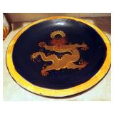 20" Always Azul Pottery Painted Dragon Bowl