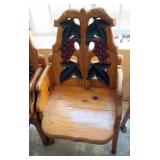 Matching Hand Crafted Carved Back Armchairs, Qty 2, Back Height 40", Seat Height 16.5", 22.5" Wide