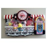 Ice Cold Coca Cola Battery Operated Ice Cream Parlor Wall Clock, 13" x 21"