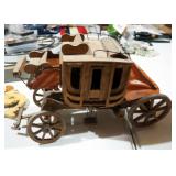 Hand Crafted Wood Stagecoach (10" x 16" x 5"), Wood Cowboy On Horse Wall Art (16" x 12"), And Univer