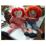 Vintage Soft Bodied Raggedy Ann And Andy Dolls