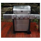 Kenmore Stainless Steel Propane BBQ Grill With Side Burner And KC Chiefs Grill Scarf, Includes Propa