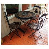 Folding Metal Patio Table With 3 Matching Chairs 29" x 27.5" Round