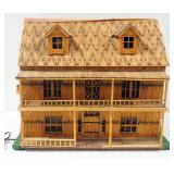 Tramp Art Matchstick 2-Story House, Roof Opens To See Interior, Illuminated, Powers On, 1,356 Matche