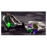 Silver Toned Rings Marked S925, Qty 11, And Gold Toned Ring Marked 925, Sizes Range 6-1/2 To 9-3/4