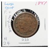 1847 And 1848 Coronet Liberty Large Cent