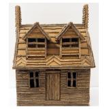 Miniature Log Cabin, Handmade, Front Door Swings Open, Base Structure Is A Crate, Approx 22" High x 