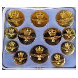 British Military Patches And Buttons, Includes RAF, RFC, Fleet Air Arm, And More, Qty 11 Patches And