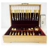 Oneida Community Gold Electroplate Golden Affection Pattern Flatware Set In Storage Box, Approx 65 P