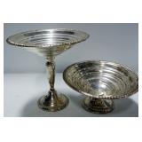 Sterling Silver Salt And Pepper Shakers, Pedestal Bowls, And Bud Vase