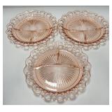 Depression Glass Relish Trays, Qty 3