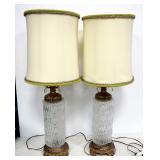 Brass And Glass Buffet Lamps, 38" High, Qty 2, Both Power On
