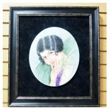 Dona Richardson Kemmer (American, 1931-2019) Original Painting On Porcelain Of Woman, Mounted To Fab
