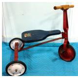 Vintage Steel Tricycle With Wood Seat And Handlebars