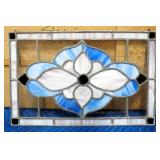 Hanging Stained Glass Floral Image, 19.75" W x 12.75" H