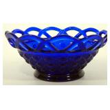 Cobalt Blue Serving Bowl With Lid, Lace Bowl, And Container With Separate Base And Lid