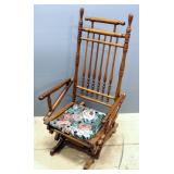 Spindle Back Glider With Upholstered Seat, 46" High