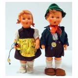 Goebel M.J. Hummel Vinyl Poseable Dolls Of Boy And Girl, Approx 10.5" Tall
