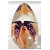 Glass Decor With Flower Blossom Interior, 3" High