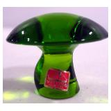 Viking Green Glass Mushrooms, Qty 2, And Ceramic Mushroom Incense Cone Holder
