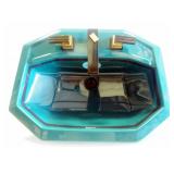 Elegance For Your Bath The Onyx Collection Bathroom Sink With Gold Toned And Black Faucet And Knobs
