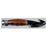 Ka-Bar Game Hook Knife No. 1234, 3.25" Blade, In Leather Sheath