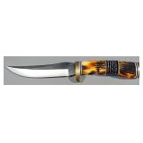 Uncle Henry Fixed Blade Knife No. 153UH, In Leather Sheath With Sharpening Stone, New