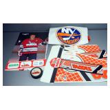 New York Islanders Hockey Jersey Size L, Autographed Gary Emmons KC Blades Poster, KC Blades Pennant