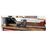 Sears Craftsman 12" Wood Lathe, Model 113.12540, .5 HP, Powers On, Includes Single Drawer Shop Table