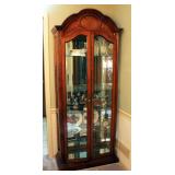 Lighted 2-Door Curio Cabinet With Mirrored Back And 4 Glass Shelves, 79" x 32" x 12.5"