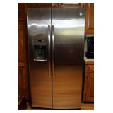 GE Side By Side Refrigerator/Freezer With In-Door Water & Ice Dispenser, Model GSE26HSECHSS, 70" x 3