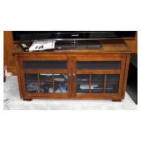 Solid Wood 2-Door Glass Front Media Cabinet, 24" x 47.5" x 21"