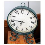 Waterford Crystal Clock, 3.5", Lead Crystal Clock, 3.25", And Round Metal Decorative Clock With Scro